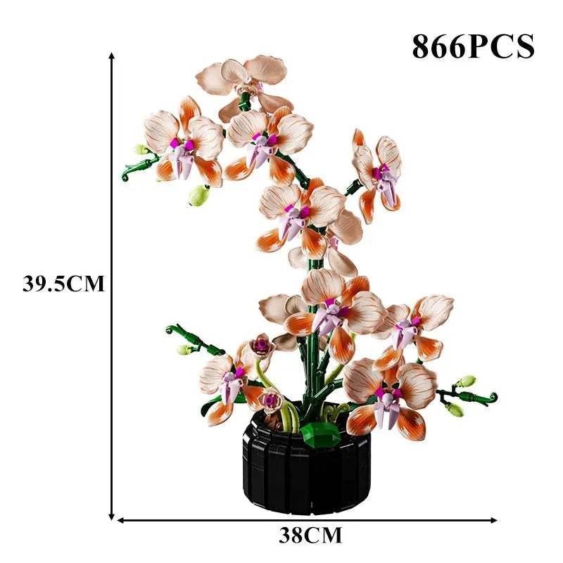 Creative Orchid Cymbidium Eternal Flowers Potted Plant Building Blocks Simulation Phalaenopsis DIY Bricks Toys Valentine's Gift - ToylandEU