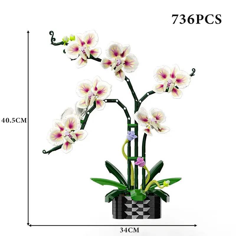 Creative Orchid Cymbidium Eternal Flowers Potted Plant Building Blocks Simulation Phalaenopsis DIY Bricks Toys Valentine's Gift - ToylandEU