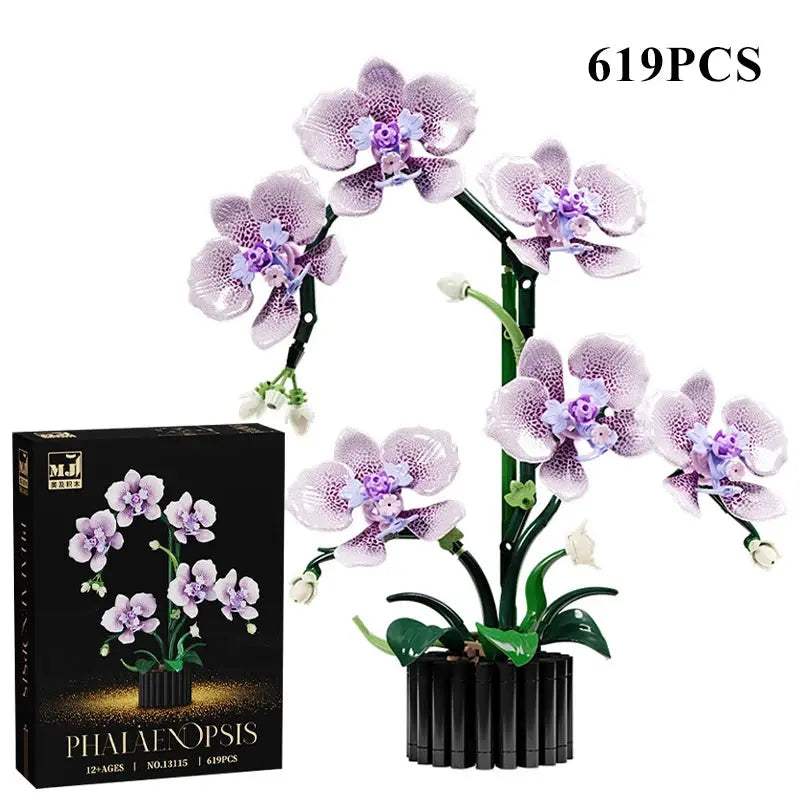 Creative Orchid Cymbidium Eternal Flowers Potted Plant Building Blocks Simulation Phalaenopsis DIY Bricks Toys Valentine's Gift - ToylandEU