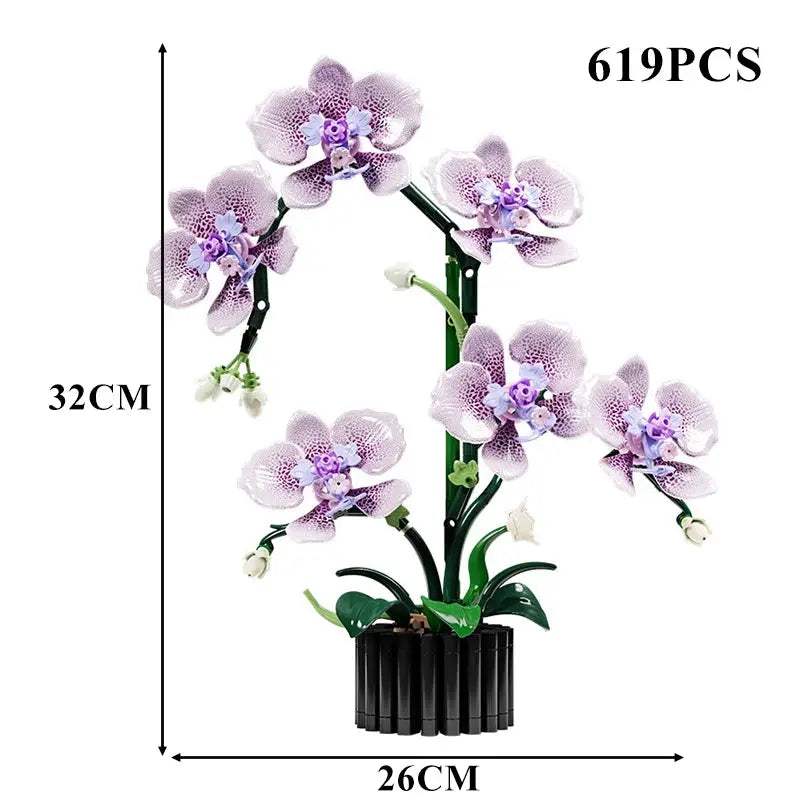 Creative Orchid Cymbidium Eternal Flowers Potted Plant Building Blocks Simulation Phalaenopsis DIY Bricks Toys Valentine's Gift - ToylandEU