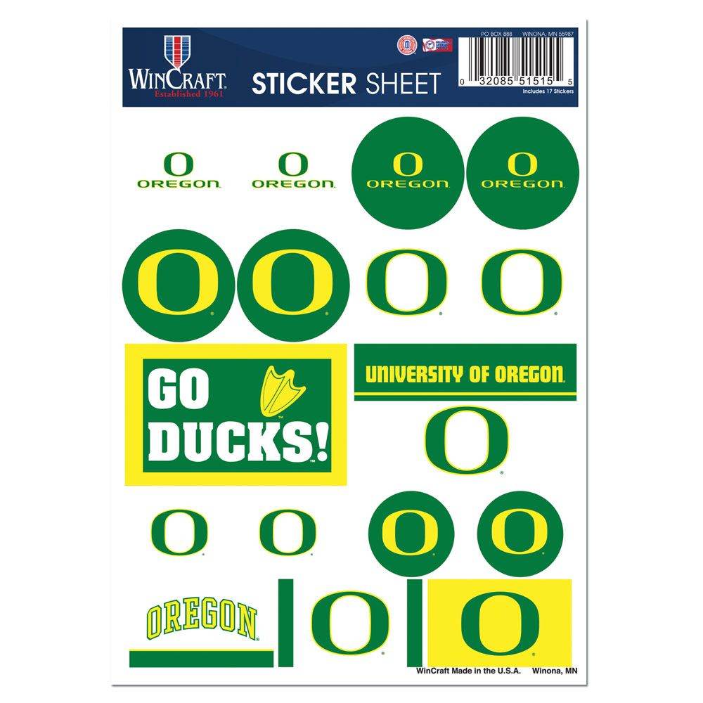 Oregon Ducks Vinyl Decal Sheet 5x7 Sticker Pack Official - ToylandEU