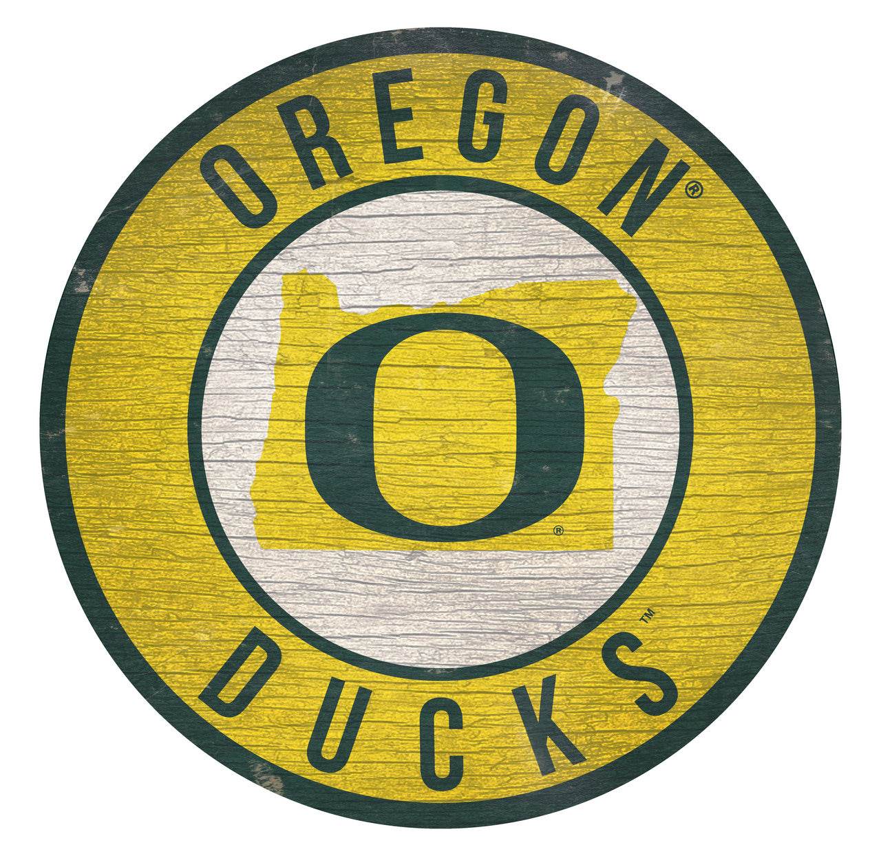 Oregon Ducks Wood Sign 12 Inch Round State Design USA - ToylandEU
