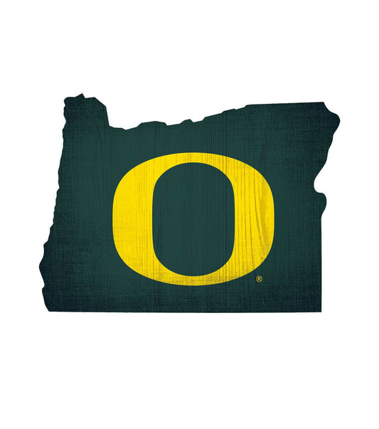 Oregon Ducks Wood Sign 12 Inch Team Color State Shape - ToylandEU