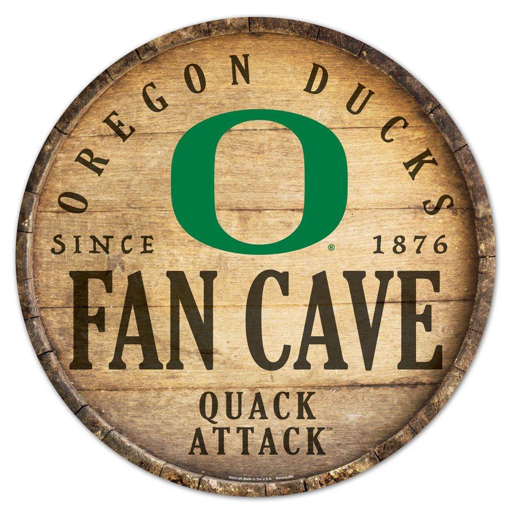 Oregon Ducks Wood Sign 14 Inch Round Barrel Top Decor - ToylandEU
