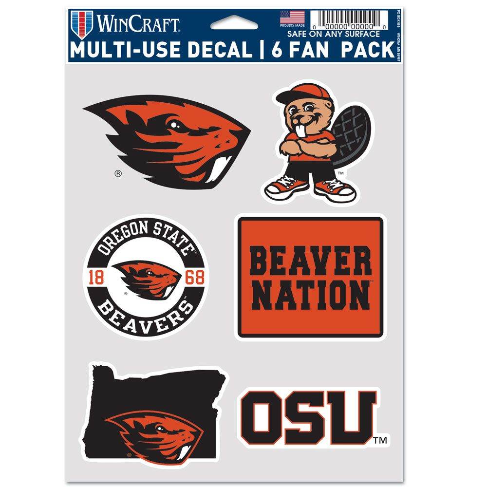 Oregon State Beavers Multi Use Fan Decal Pack Six Pack - ToylandEU