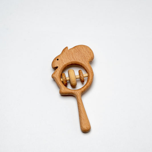 Organic Wooden Rattle Squirrel Toy With Safe Linseed Finish - ToylandEU