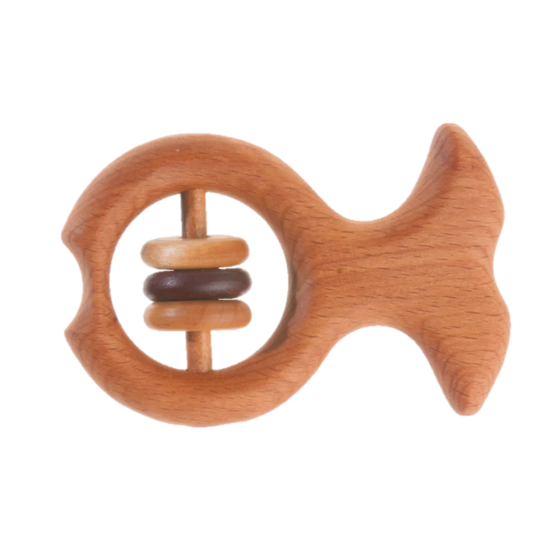 Organic Wooden Rattle-Teether Fish - ToylandEU