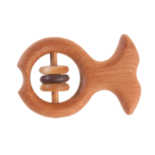 Organic Wooden Rattle-Teether Fish - ToylandEU