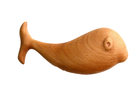 Organic Wooden Rattle Whale Hand Carved Child Safe Toy - ToylandEU