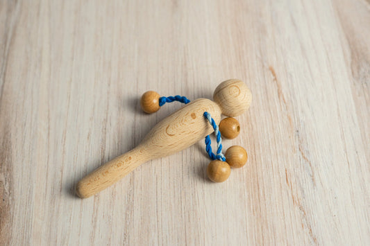Organic Wooden Rattle toy with 4 beads - ToylandEU