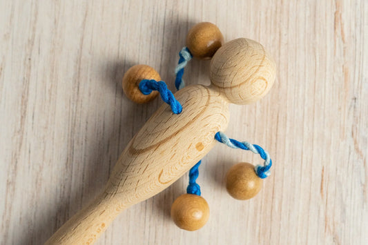 Organic Wooden Rattle toy with 4 beads - ToylandEU