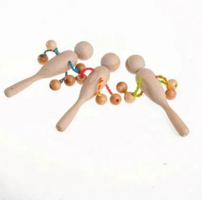 Organic Wooden Rattle toy with 4 beads - ToylandEU