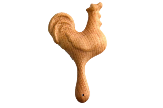 Organic Wooden Rooster Rattle With Safe Linseed Finish - ToylandEU