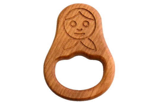 Organic Wooden Teether Matreshka Baby Doll Toy Handmade - ToylandEU