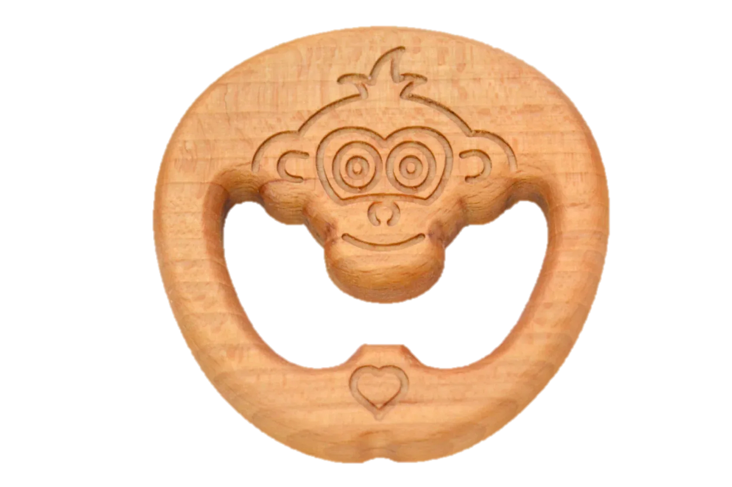 Organic Wooden Teether Monkey Handmade And Soothing Toy - ToylandEU