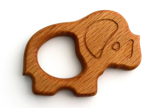 Organic Wooden Teether Elephant For Soothing Baby Gums - ToylandEU