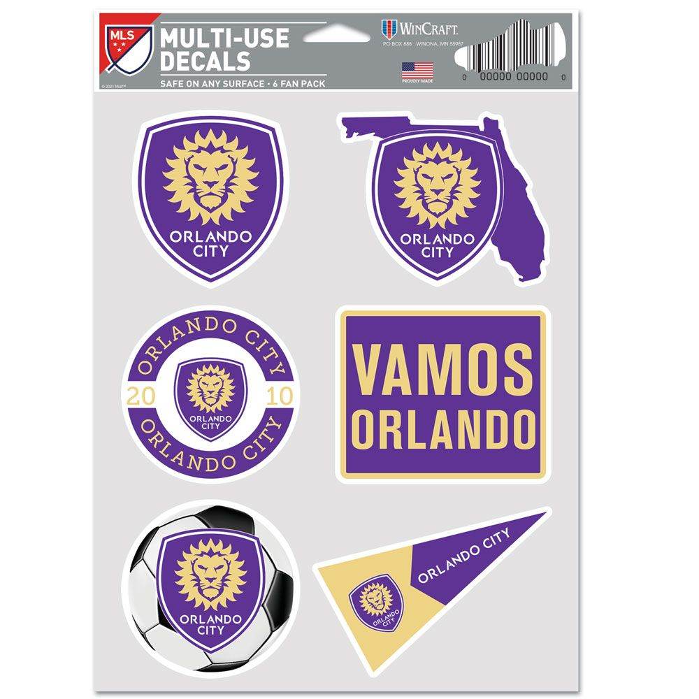 Orlando City SC Decal Multi Use Fan Pack 6 Decals Special - ToylandEU