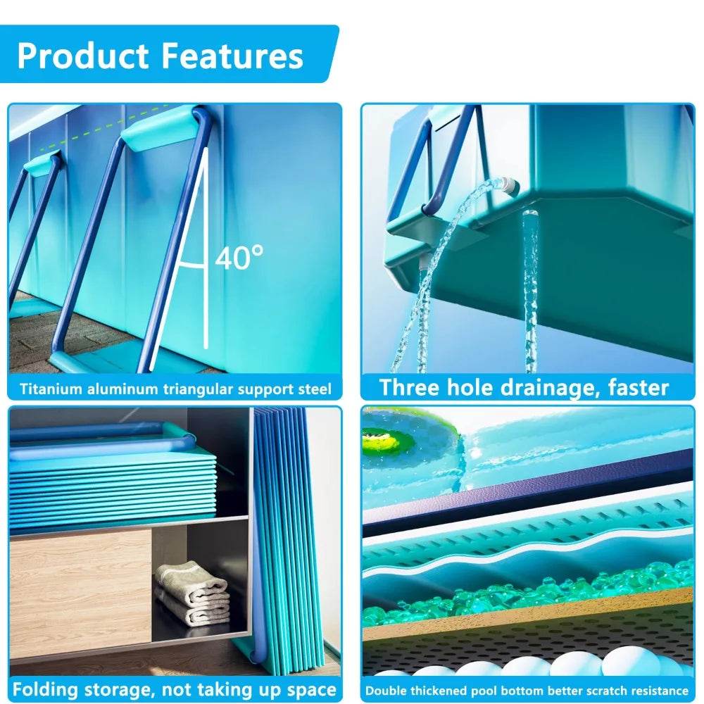 Outdoor Foldable Non-Inflatable Adults and Kids Swimming Pool - ToylandEU