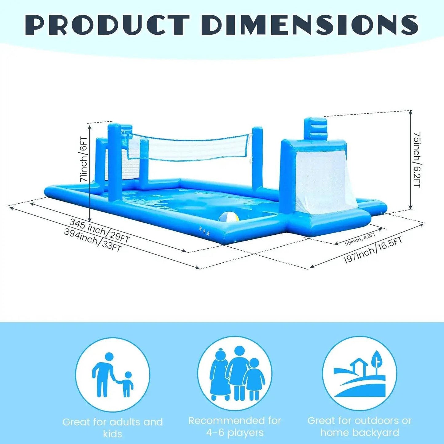 Outdoor Inflatable Sports Court 33 Feet All In One Arena - ToylandEU