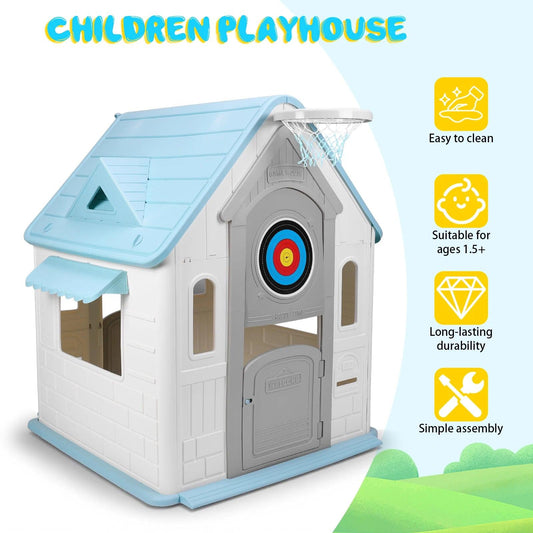  Outdoor Playhouse With Basketball Hoop Easily Assembled -  ToylandEU™