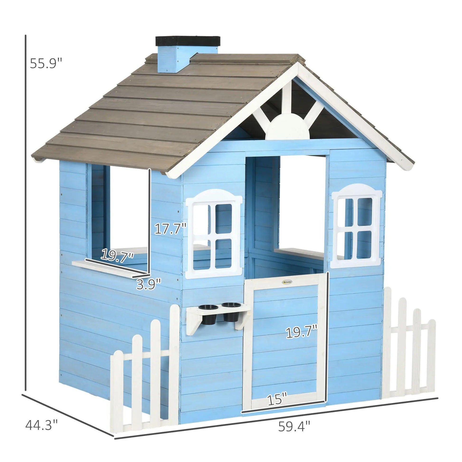  Outsunny Wooden Playhouse For Kids With Working Doors -  ToylandEU™