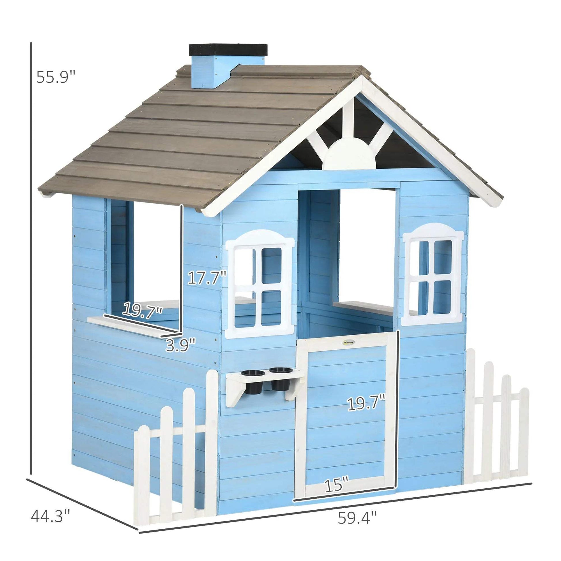  Outsunny Wooden Playhouse For Kids With Working Doors -  ToylandEU™