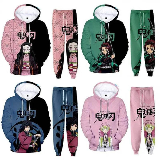 Oversized Demon Slayer Hoodie And Pants 2Piece Cosplay Set - ToylandEU