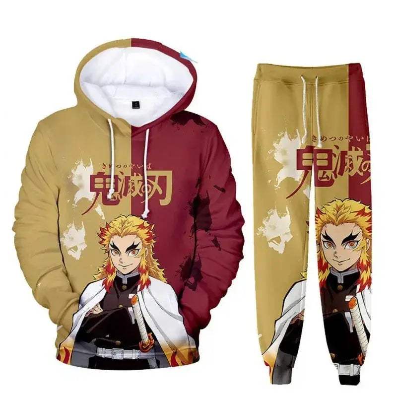 Oversized Demon Slayer Hoodie And Pants 2Piece Cosplay Set - ToylandEU