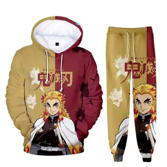 Oversized Demon Slayer Hoodie And Pants 2Piece Cosplay Set - ToylandEU