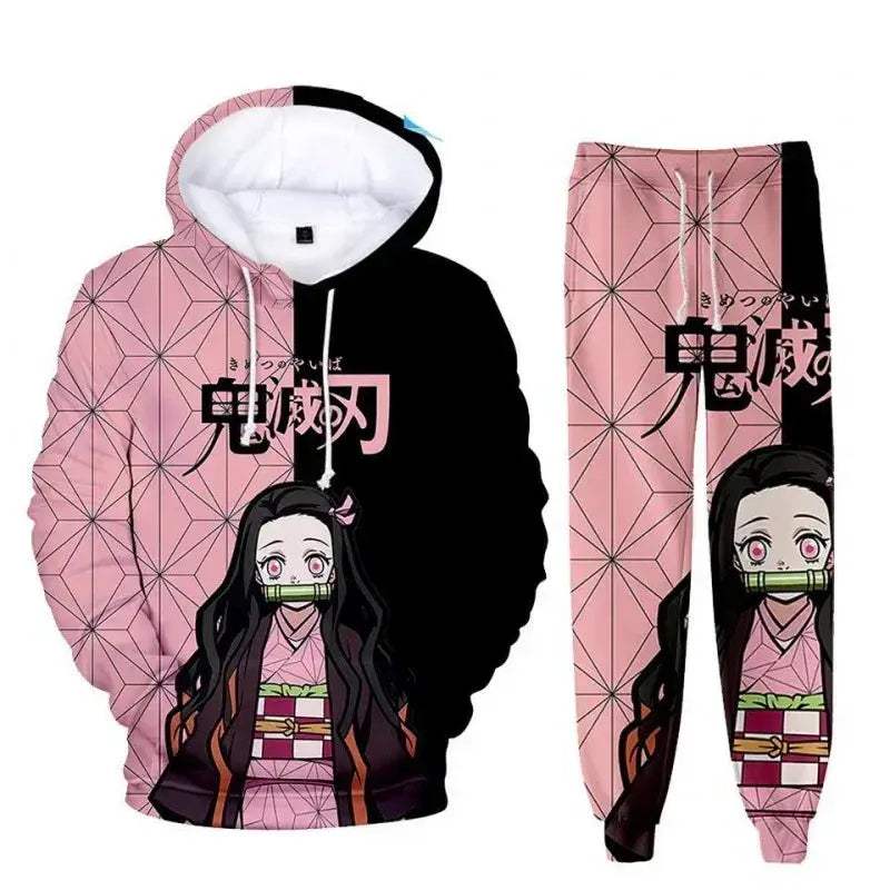 Oversized Demon Slayer Hoodie And Pants 2Piece Cosplay Set - ToylandEU