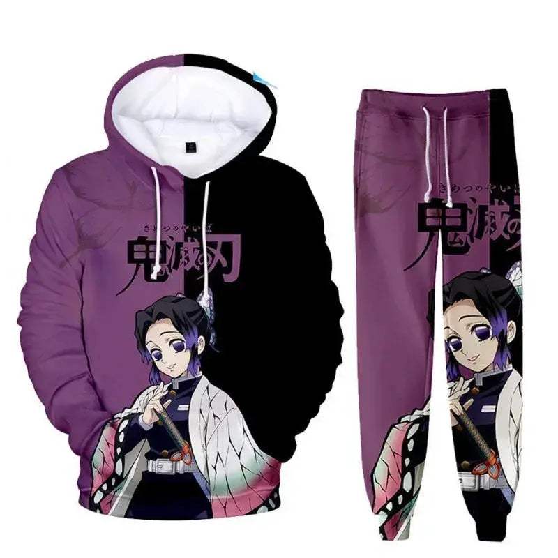 Oversized Demon Slayer Hoodie And Pants 2Piece Cosplay Set - ToylandEU