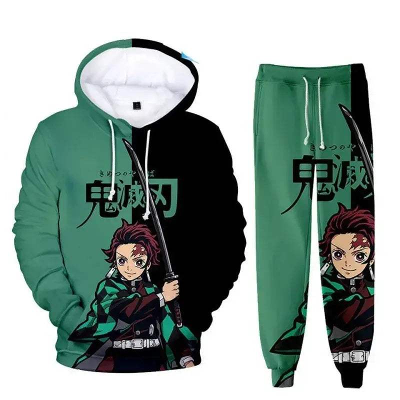 Oversized Demon Slayer Hoodie And Pants 2Piece Cosplay Set - ToylandEU