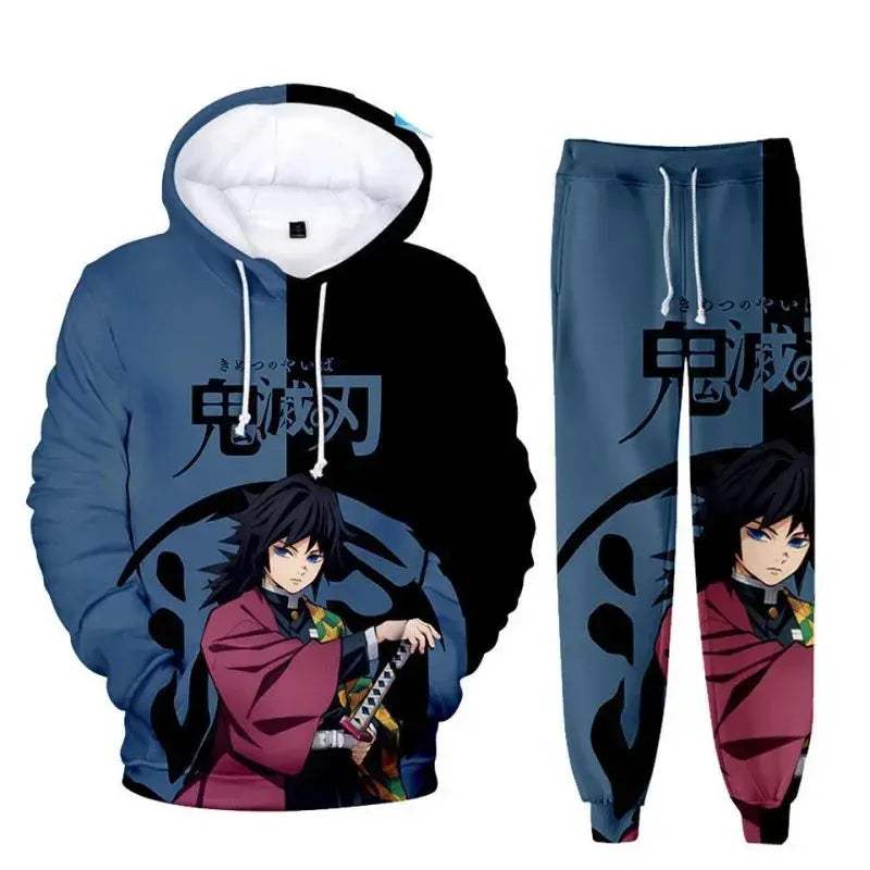 Oversized Demon Slayer Hoodie And Pants 2Piece Cosplay Set - ToylandEU