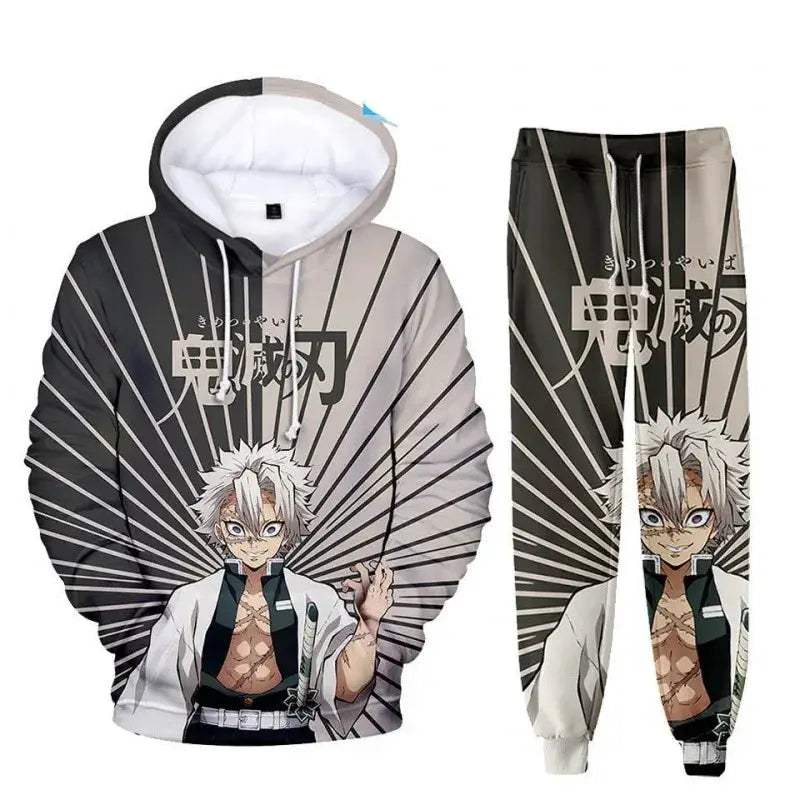 Oversized Demon Slayer Hoodie And Pants 2Piece Cosplay Set - ToylandEU