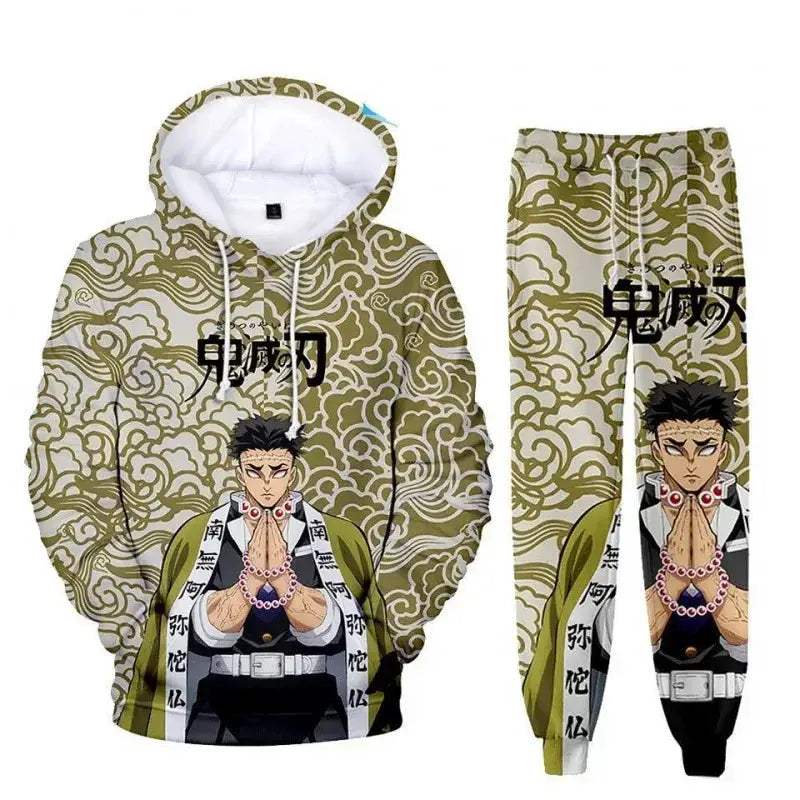 Oversized Demon Slayer Hoodie And Pants 2Piece Cosplay Set - ToylandEU