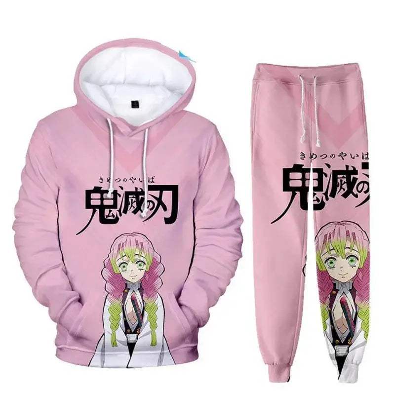 Oversized Demon Slayer Hoodie And Pants 2Piece Cosplay Set - ToylandEU