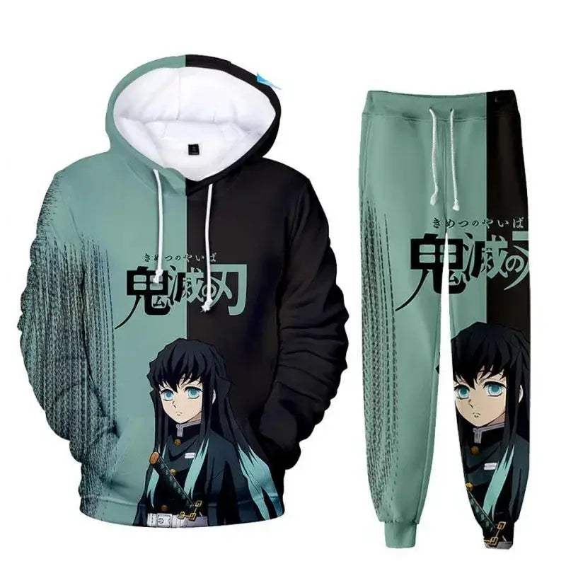 Oversized Demon Slayer Hoodie And Pants 2Piece Cosplay Set - ToylandEU
