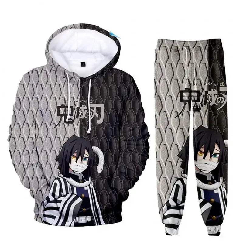 Oversized Demon Slayer Hoodie And Pants 2Piece Cosplay Set - ToylandEU