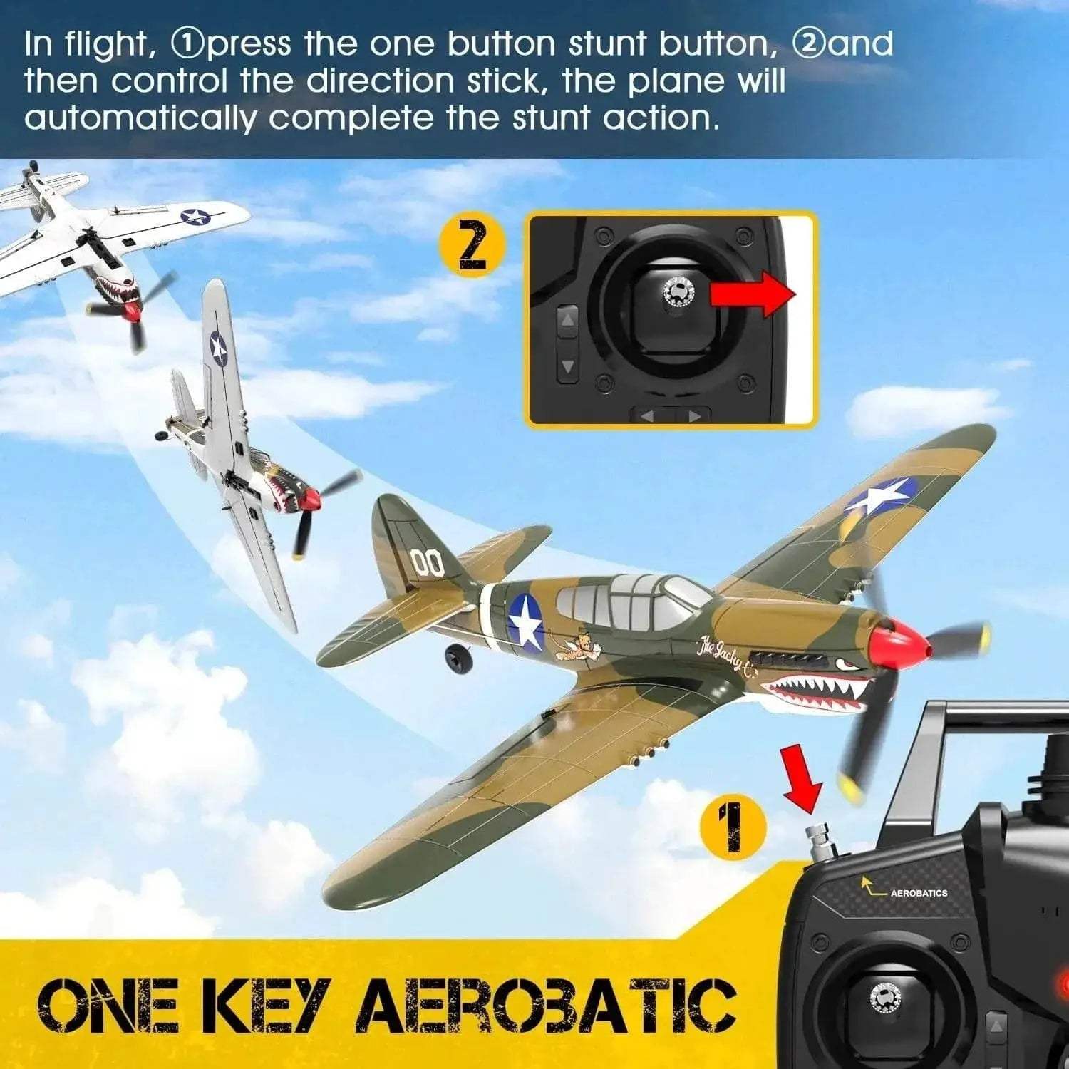 P-40 RC Aircraft P40 Fighter 400mm Wingspan 4CH Gyro Airplane - ToylandEU