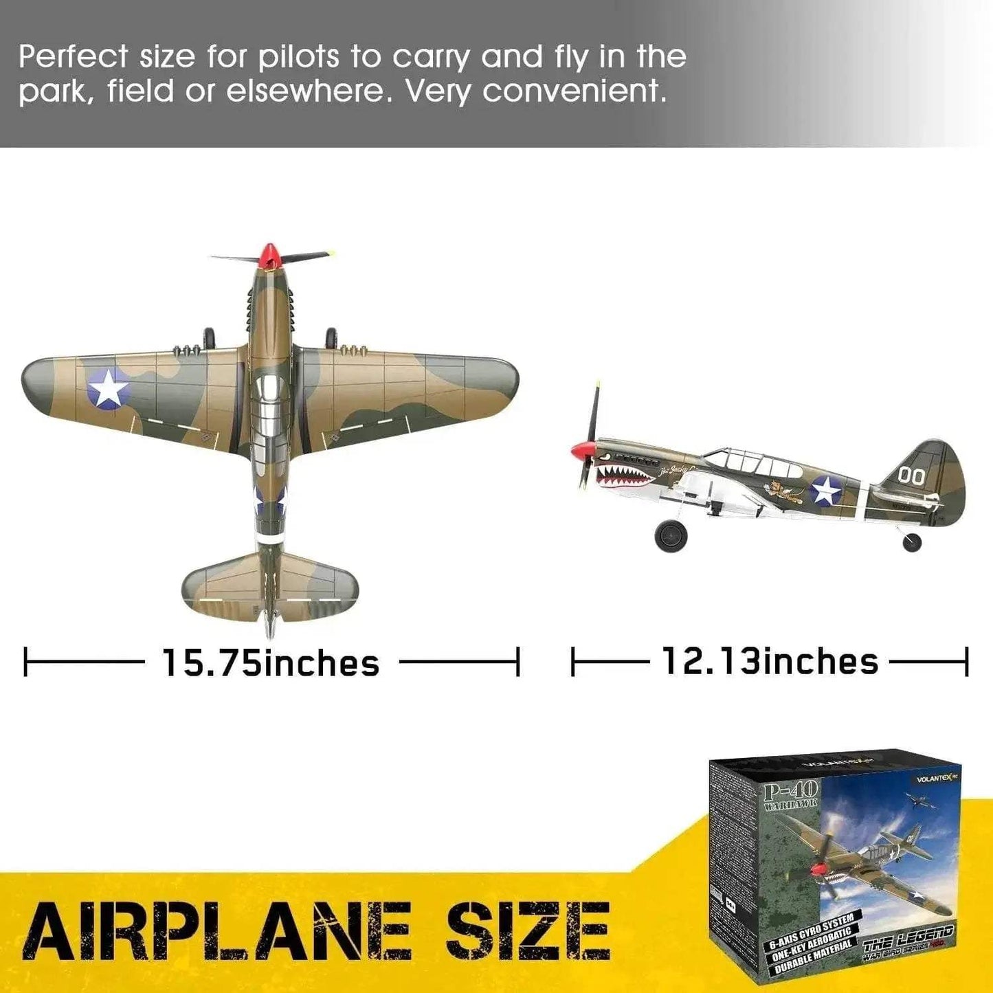 P-40 RC Aircraft P40 Fighter 400mm Wingspan 4CH Gyro Airplane - ToylandEU