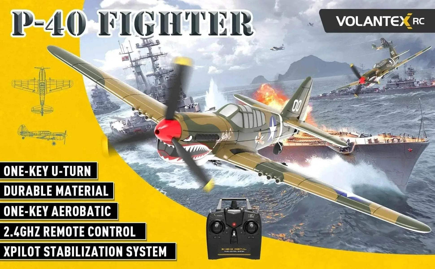P-40 RC Aircraft P40 Fighter 400mm Wingspan 4CH Gyro Airplane - ToylandEU