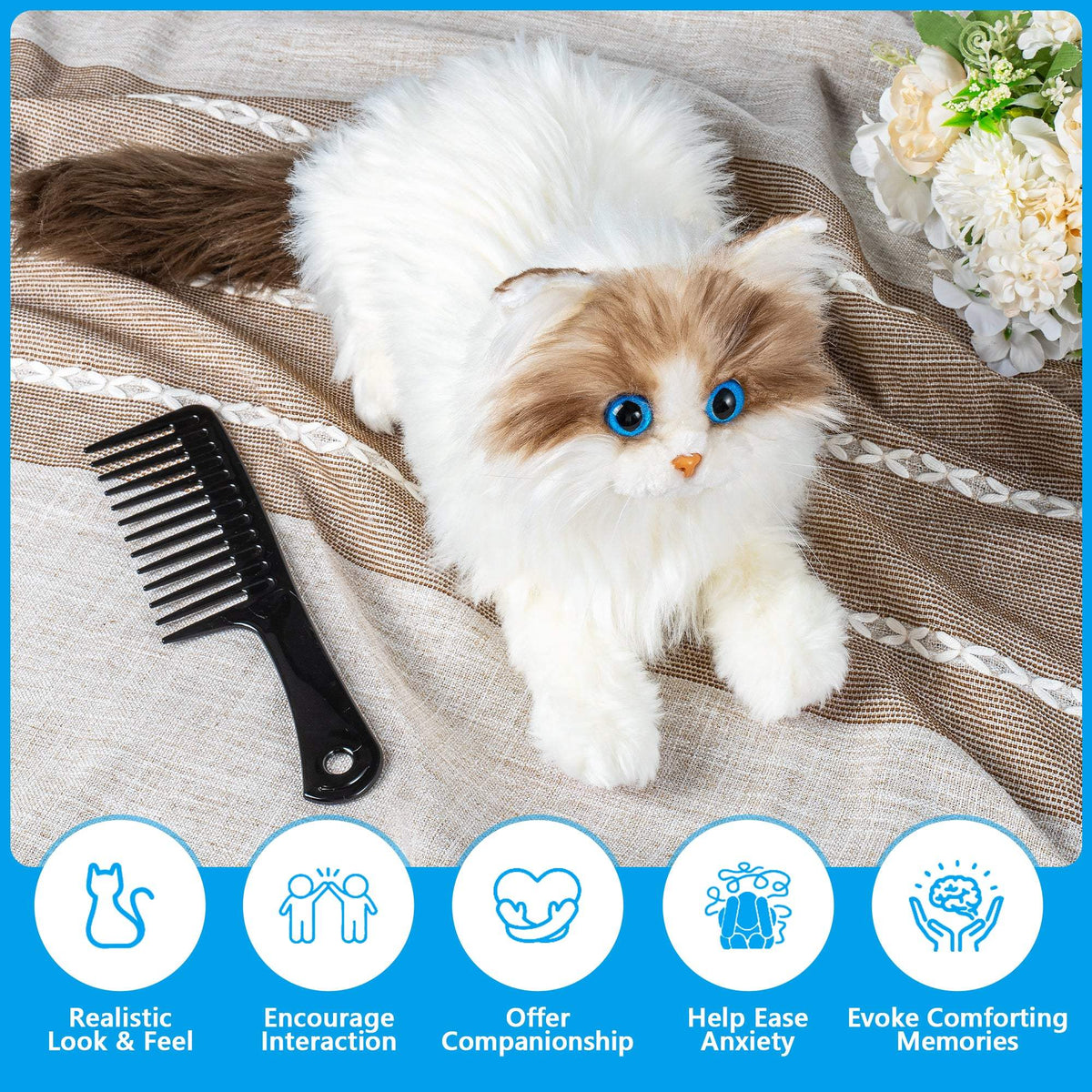 Therapy Cat Plush | Lifelike Realistic Look | Soft Calming Texture | Dementia Care