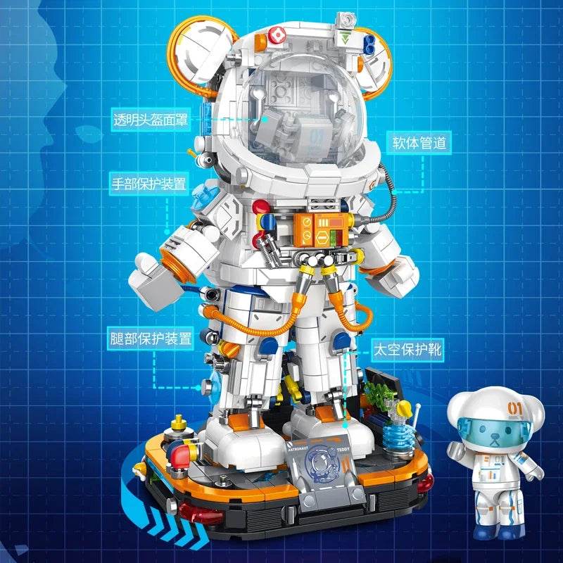 PANLOS Astronaut Teddy Bear Building Blocks Toys with LED - ToylandEU