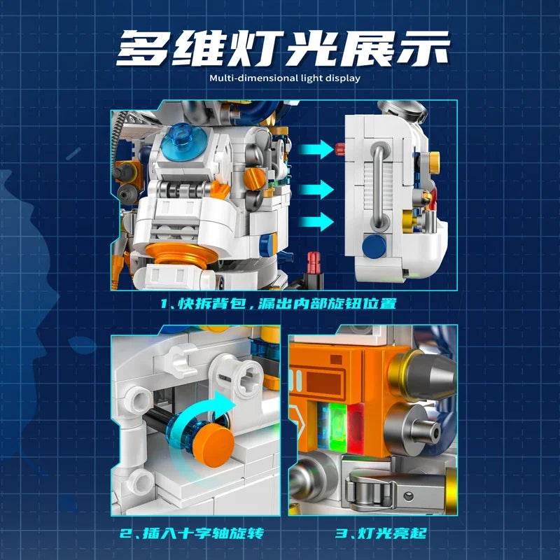 PANLOS Astronaut Teddy Bear Building Blocks Toys with LED - ToylandEU