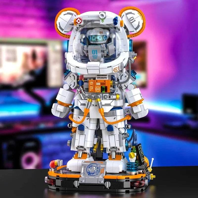 PANLOS Astronaut Teddy Bear Building Blocks Toys with LED - ToylandEU