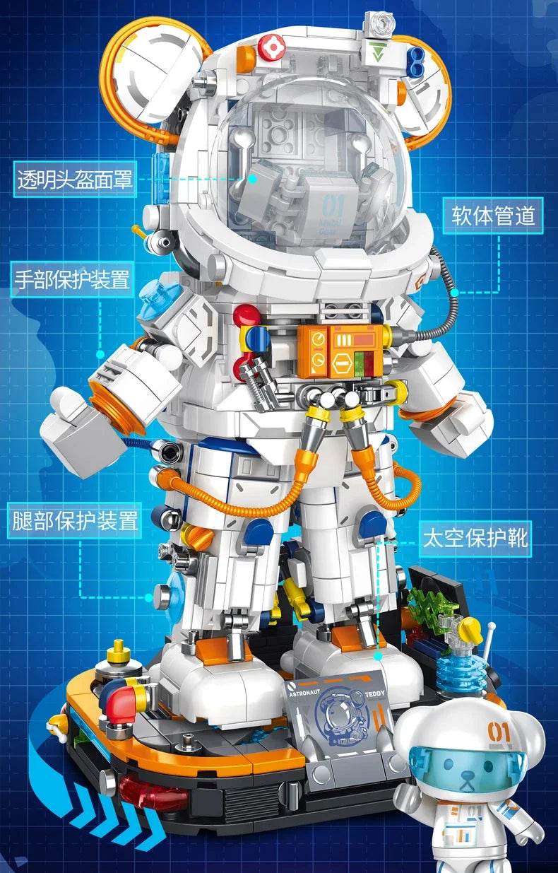 PANLOS Astronaut Teddy Bear Building Blocks Toys with LED - ToylandEU