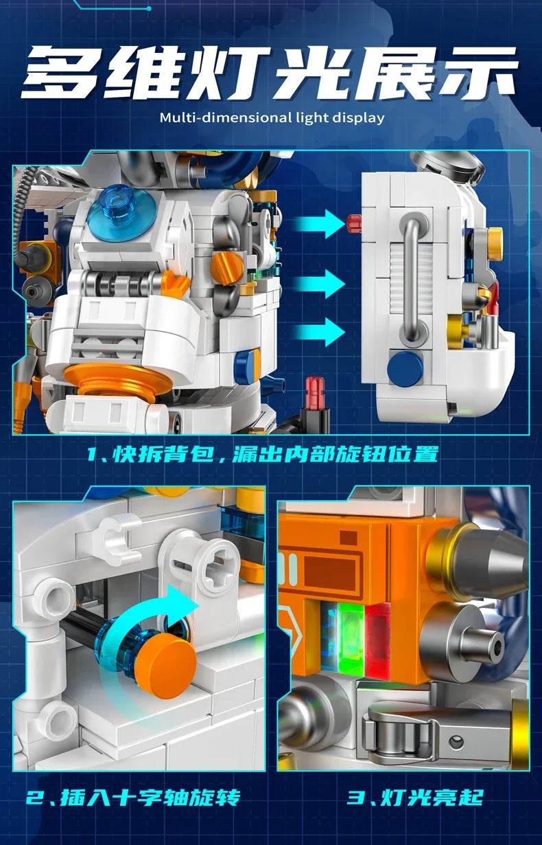PANLOS Astronaut Teddy Bear Building Blocks Toys with LED - ToylandEU