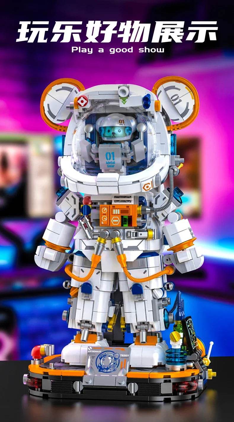 PANLOS Astronaut Teddy Bear Building Blocks Toys with LED - ToylandEU