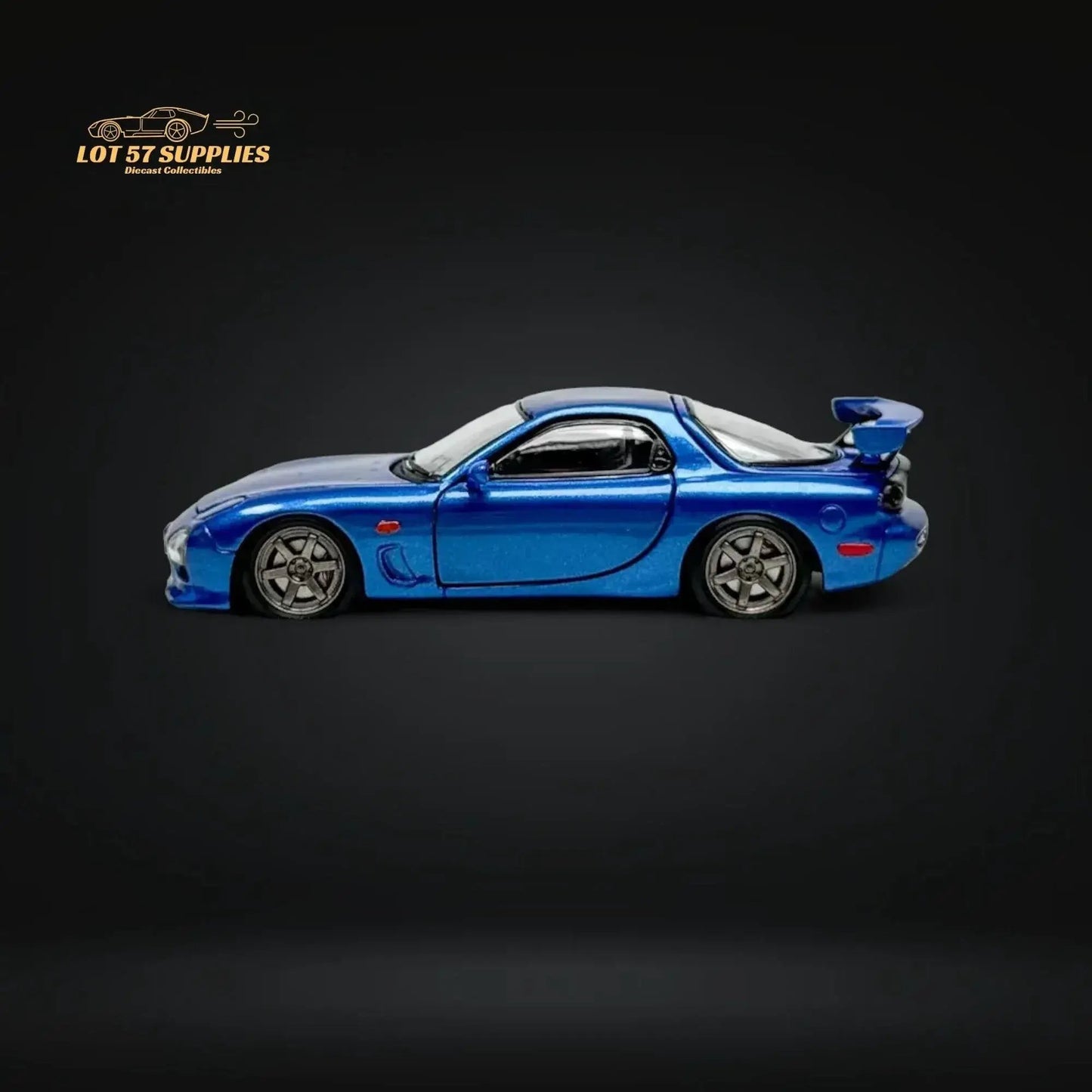 PGM Mazda RX-7 FD3S Metallic Blue Fully Openeable Luxury Base 1:64 - ToylandEU