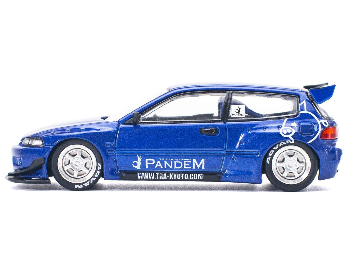 Pandem Civic EG6 RHD (Right Hand Drive) Blue Metallic | 1/64 Diecast Model Car | Pop Race | Collector Quality